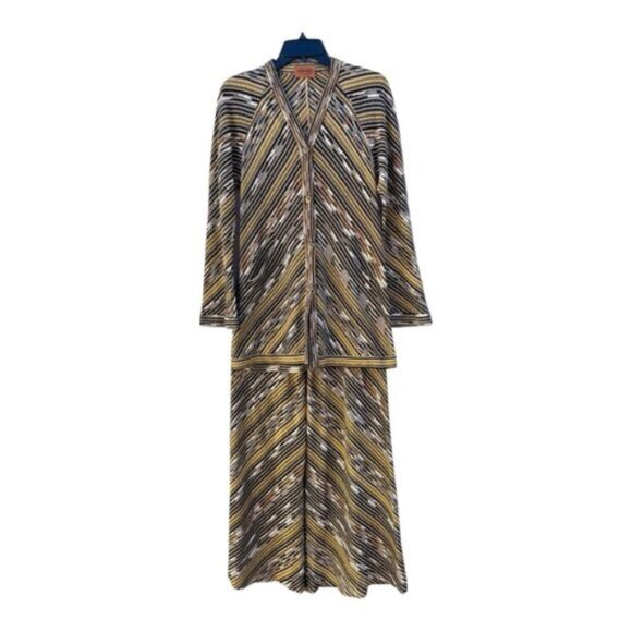 Missoni Women's Striped Zig-Zag Pattern Knitwear Pant & Cardigan Suit Size Med - Picture 1 of 15
